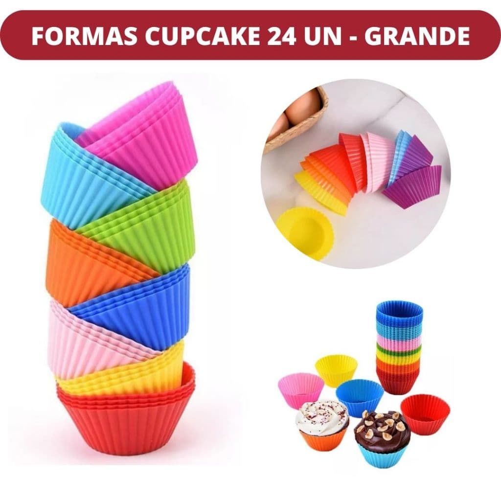 KIT Forminha De Silicone  6,5x3X4,5Cm Para Bolo Forma De Cupcakes Ùtil Colorido 12 ou 24 Unidades