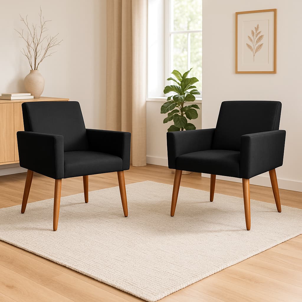 Kit 2 Poltrona Decorativa Nina Pés Palito Recepção Reforçada