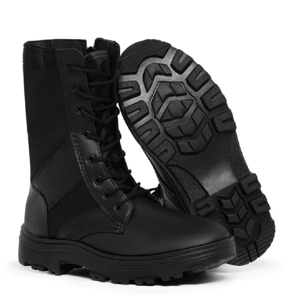 Bota Masculina Militar Motoqueiro De Couro Reforçado Costurado Impermeável