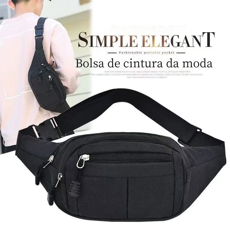 Pochete Masculino Feminino Bolsa de Cintura Transversal Pochete transversal cintura tipo motoqueiro
