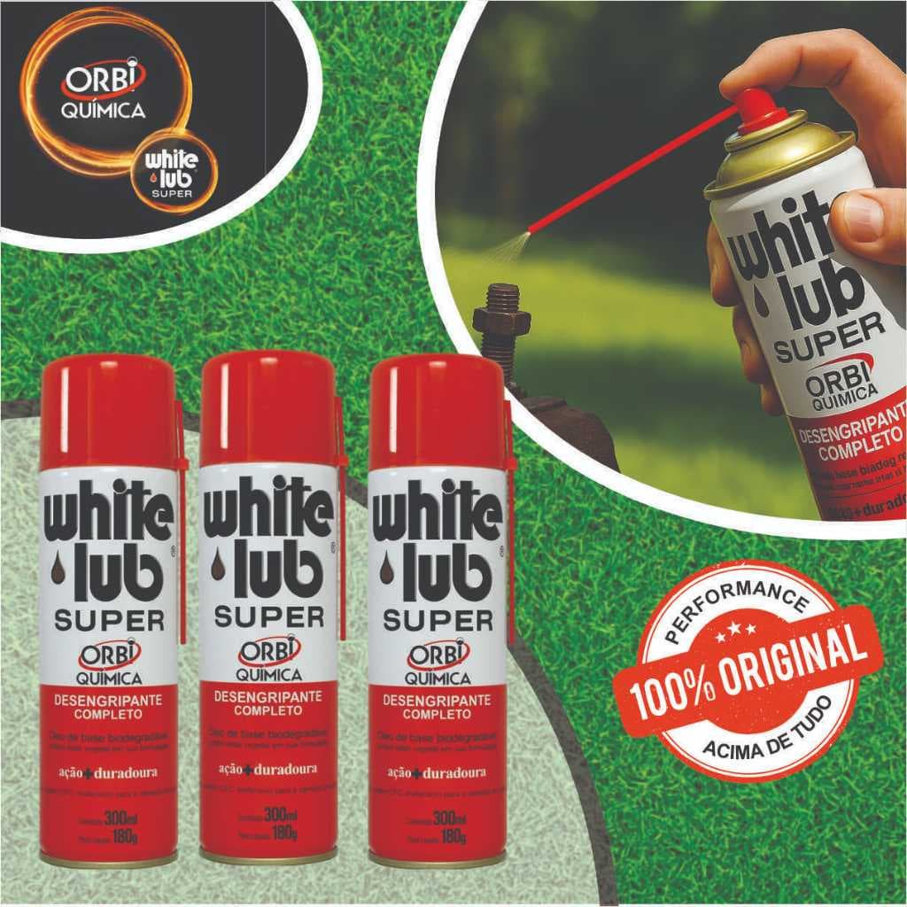 Kit 3x Óleo Desengripante Lubrificante Spray White Lub 300ml Multiuso Orbi