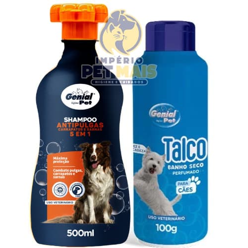 Kit Talco para Cachorro e Gato Banho a Seco, Anti Pulgas Eficaz Contra Carrapatos, Pulga e Sarnas