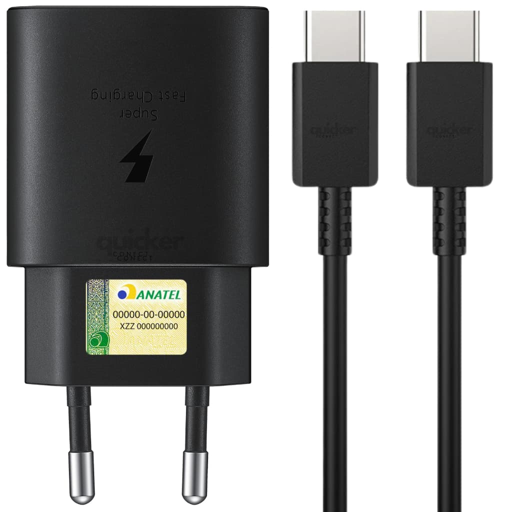 Carregador 25W Tipo C Super Rápido Usb-c Tipo c s24 s23 s22 s21 s20