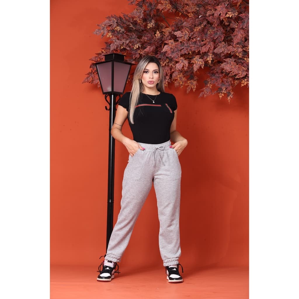 Calça Jogger Moletom Moletinho Inverno Casual Moda Gringa Blogueira