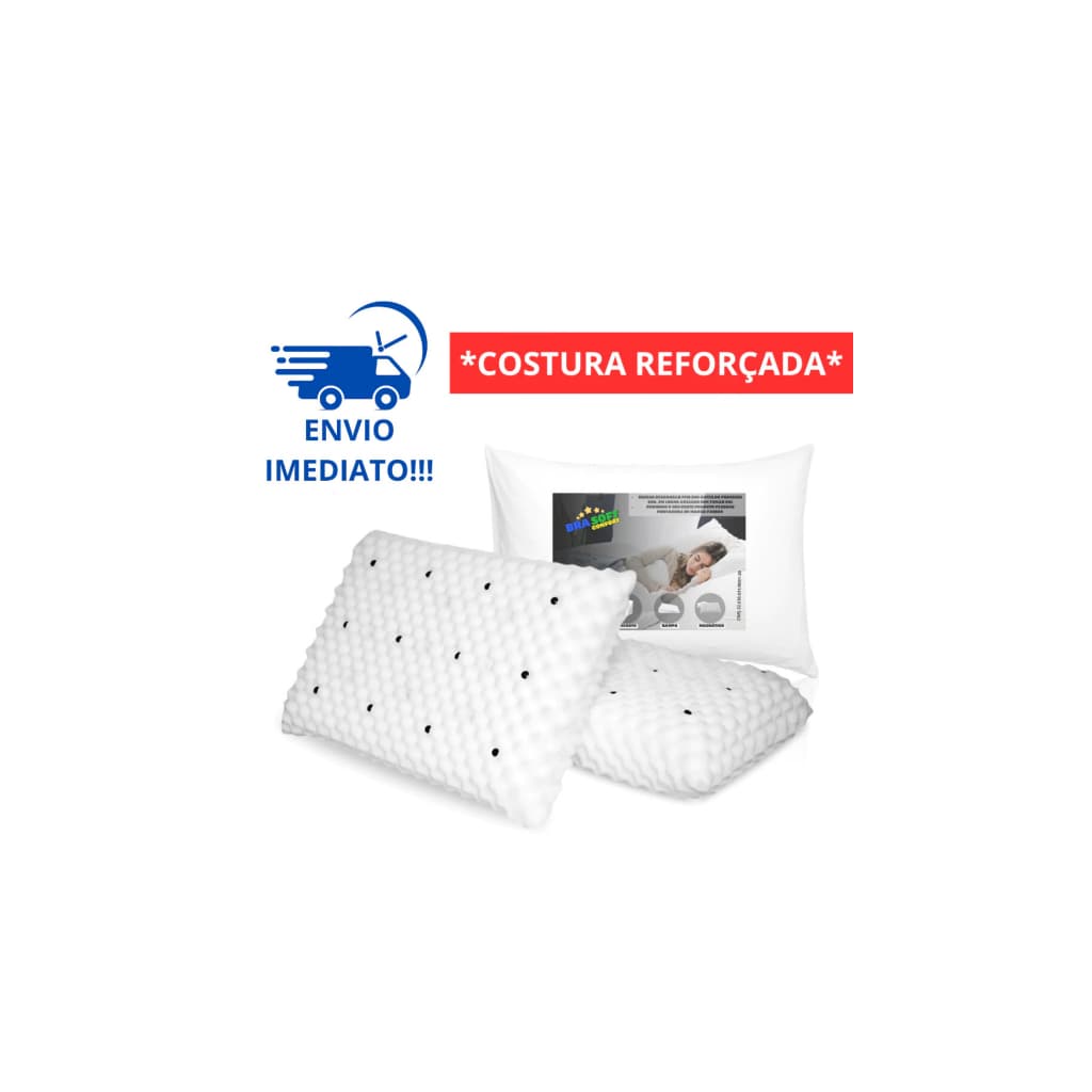 KIT 2 Travesseiro MAGNÉTICO ALTO Ortopedico Infravermelho Espuma Massageador Anatomico