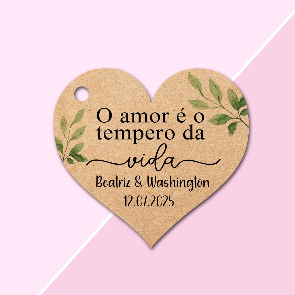 20 Tags  Personalizada PAPEL Kraft Formato Coração para Lembrancinha para Casamento, Noivado e Chá de Cozinha
