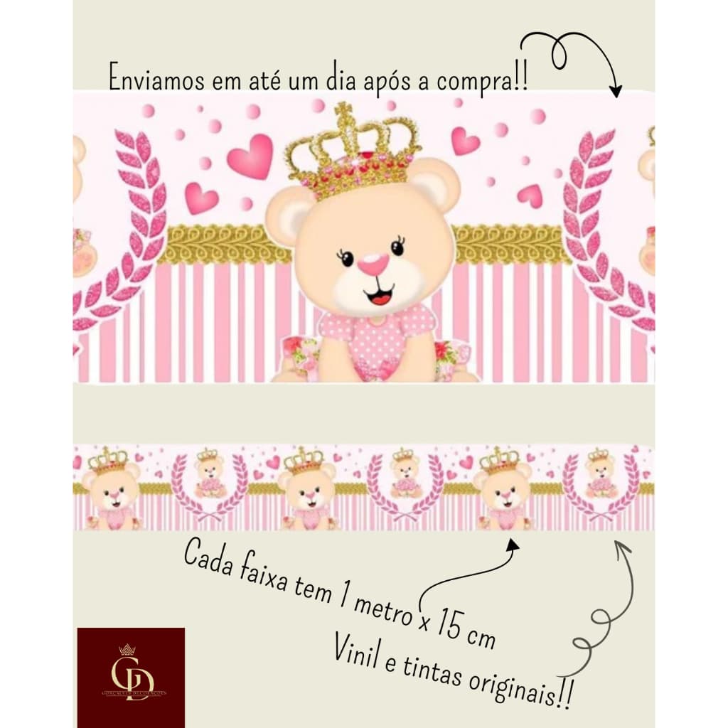 Faixa Decorativas Adesivo Infantil Ursinha Princesa Star Lindo e delicado pra sua residência 5 Mts