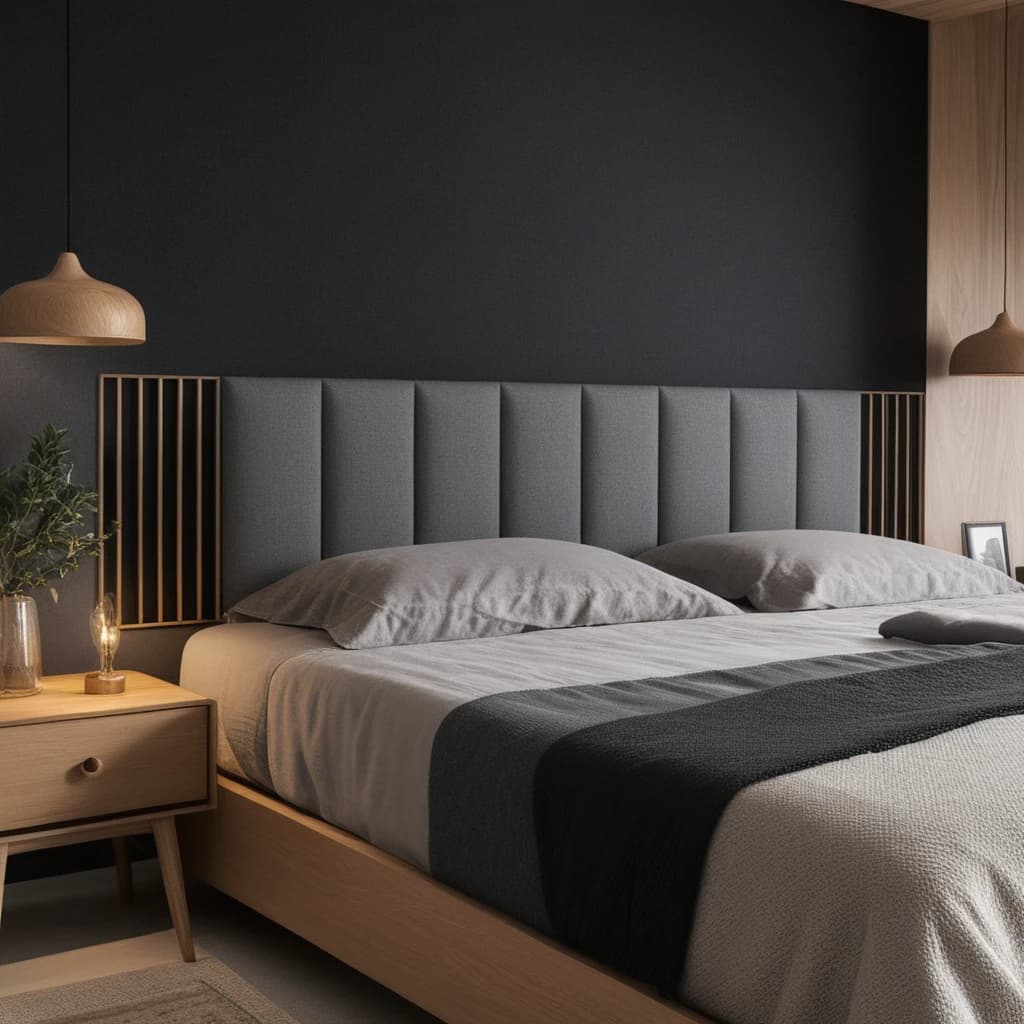 Cabeceira Cama King Kit Com Placa Ripada MDF De Colar na Parede 3D Autocolante