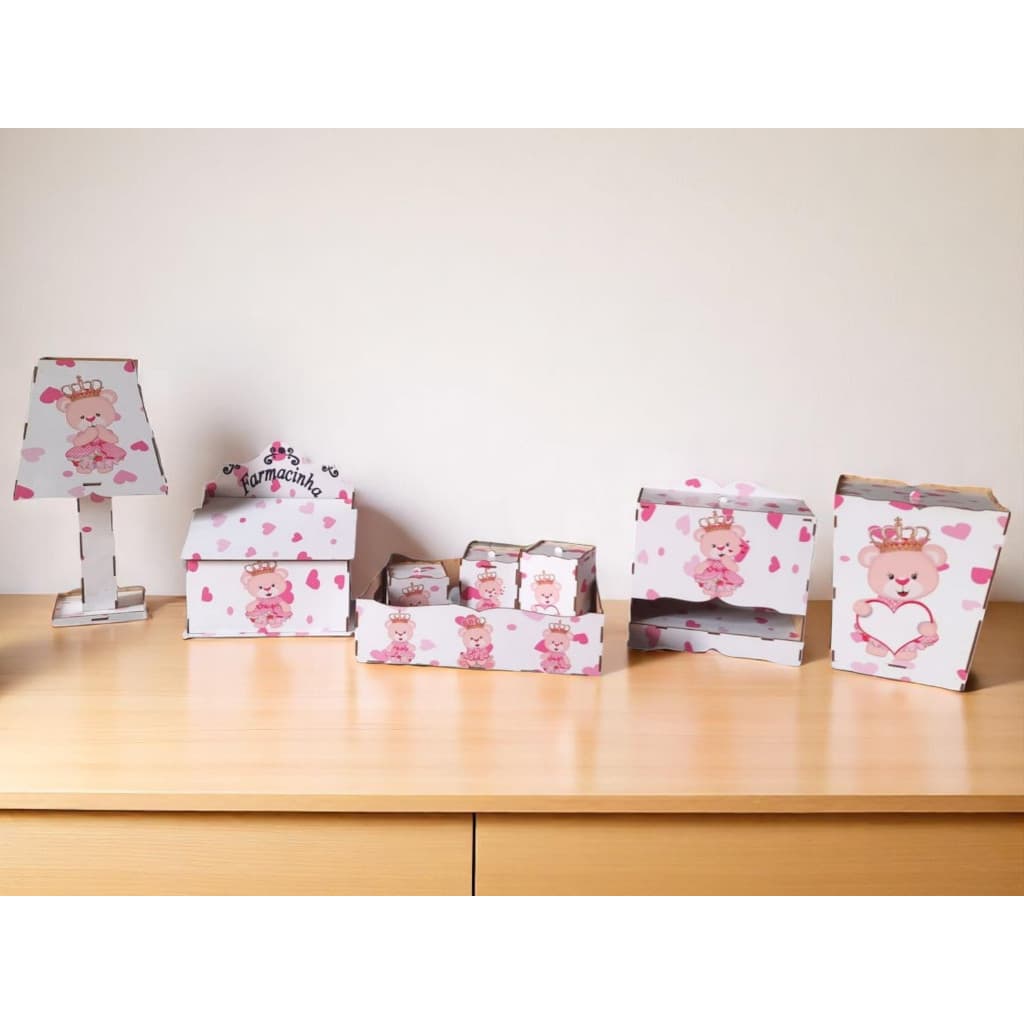 Kit de Higiene Bebê 8 Peças Ursinho/a Para Menina Menino Presente Chá de Bebê Kit Essencial