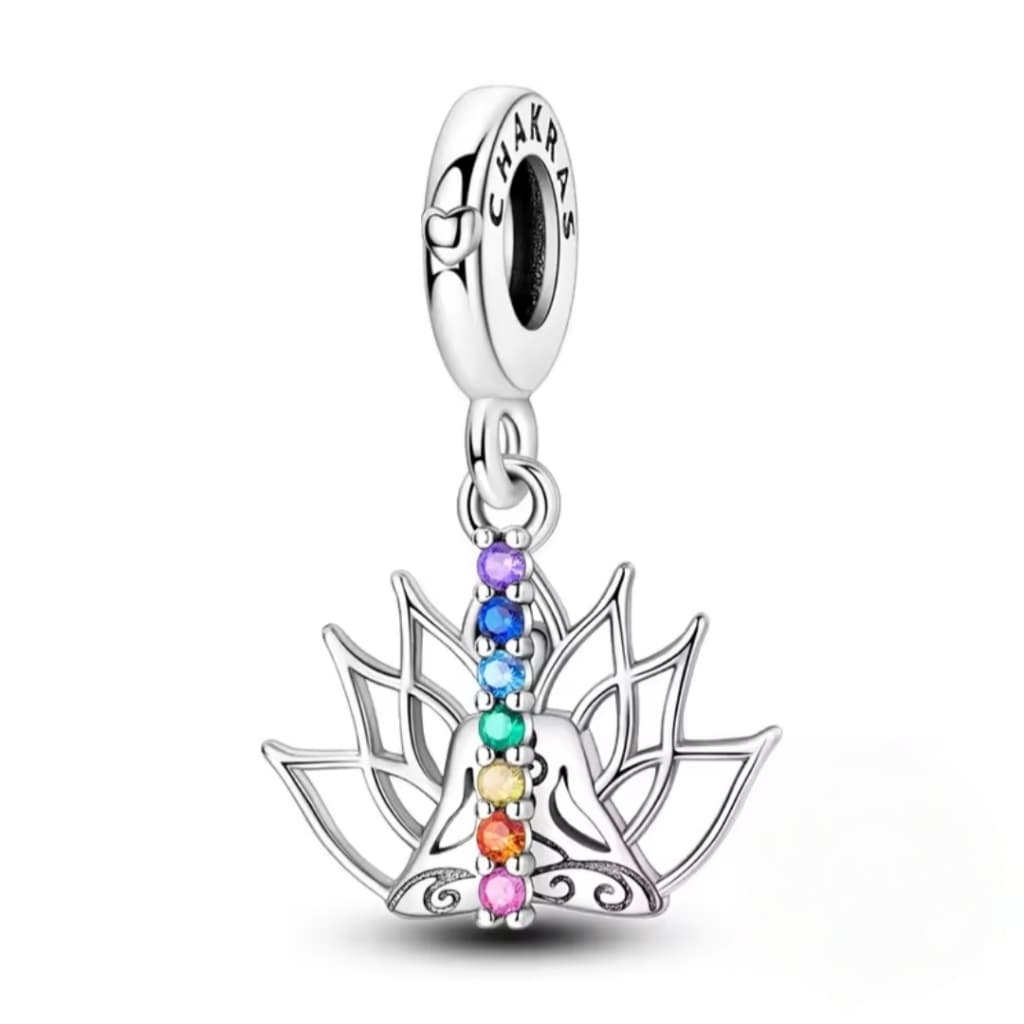 Berloque Pingente Prata Compatível Pulseira Bracelete Esotérico Meditação Chakras Amuleto Energia