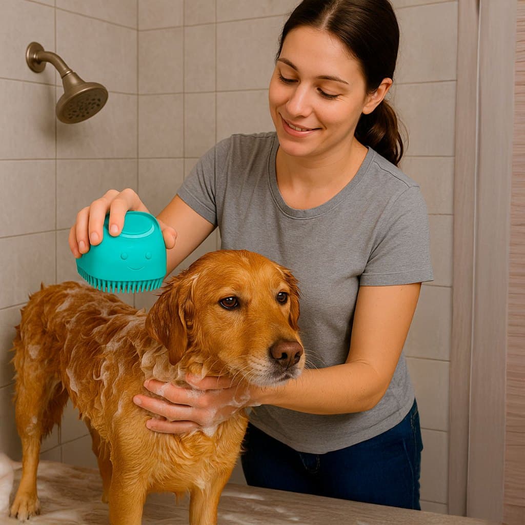 Escova Dispenser de Banho para Cães Esponja Escova de Silicone