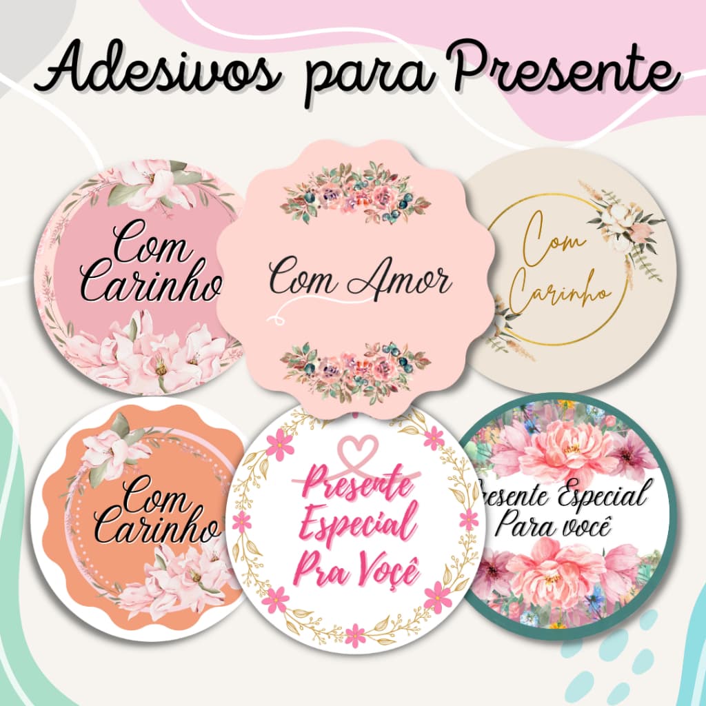 100 Tag Adesivas Com Carinho Embalagem Cliente Presente Lembrancinha Decoração