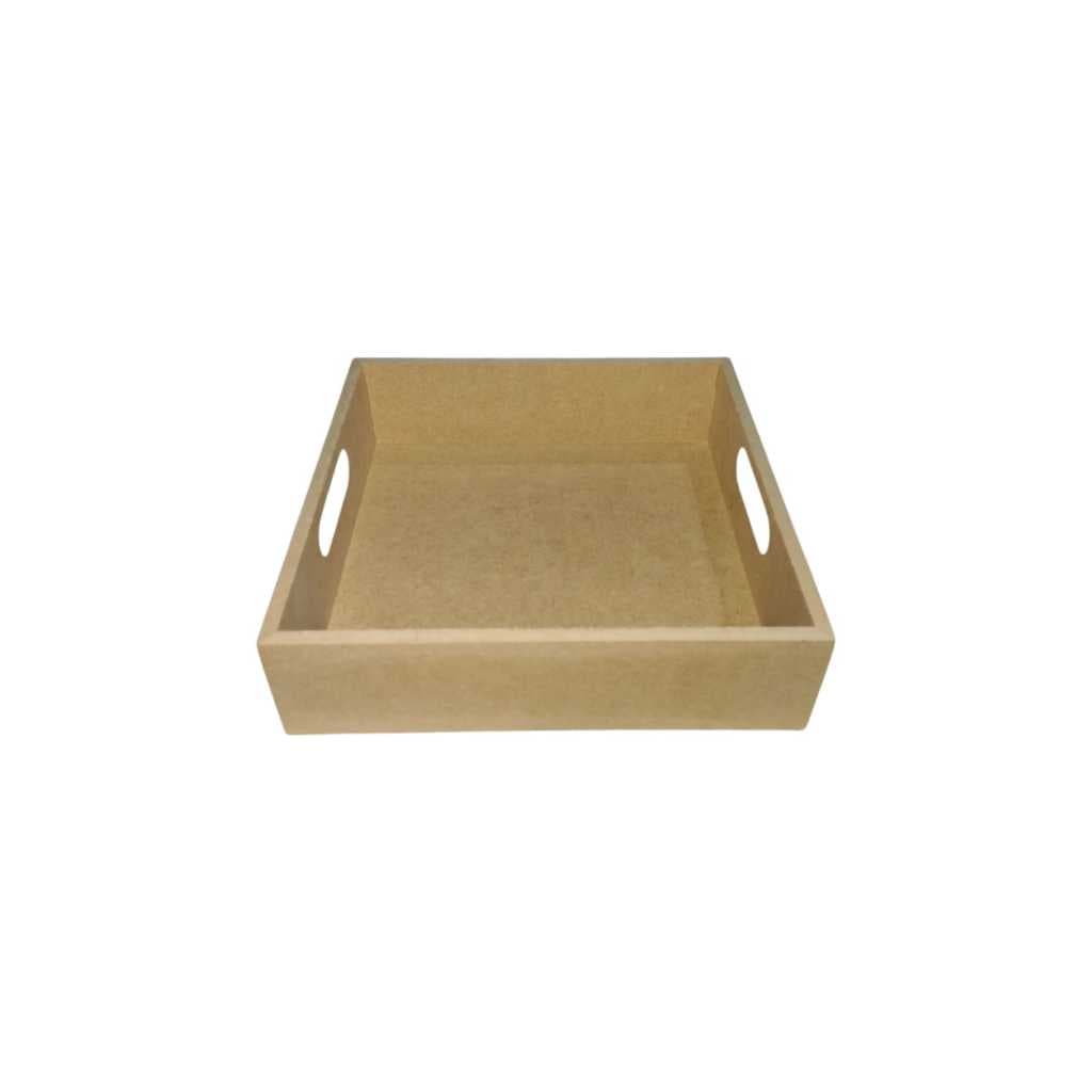 Jl068 Bandeja quadrada com Rasgo em Mdf 20X20X5 P- Cesta Café da Manhã- Presente- Organizador- Decoração-Artesanato