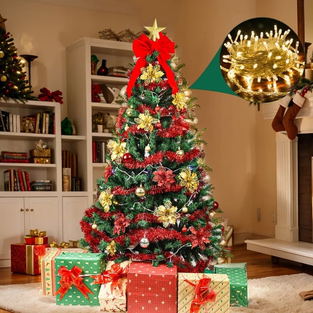 Árvore Natal 1,50m Verde Decorada Completa Luxo 400 Galhos