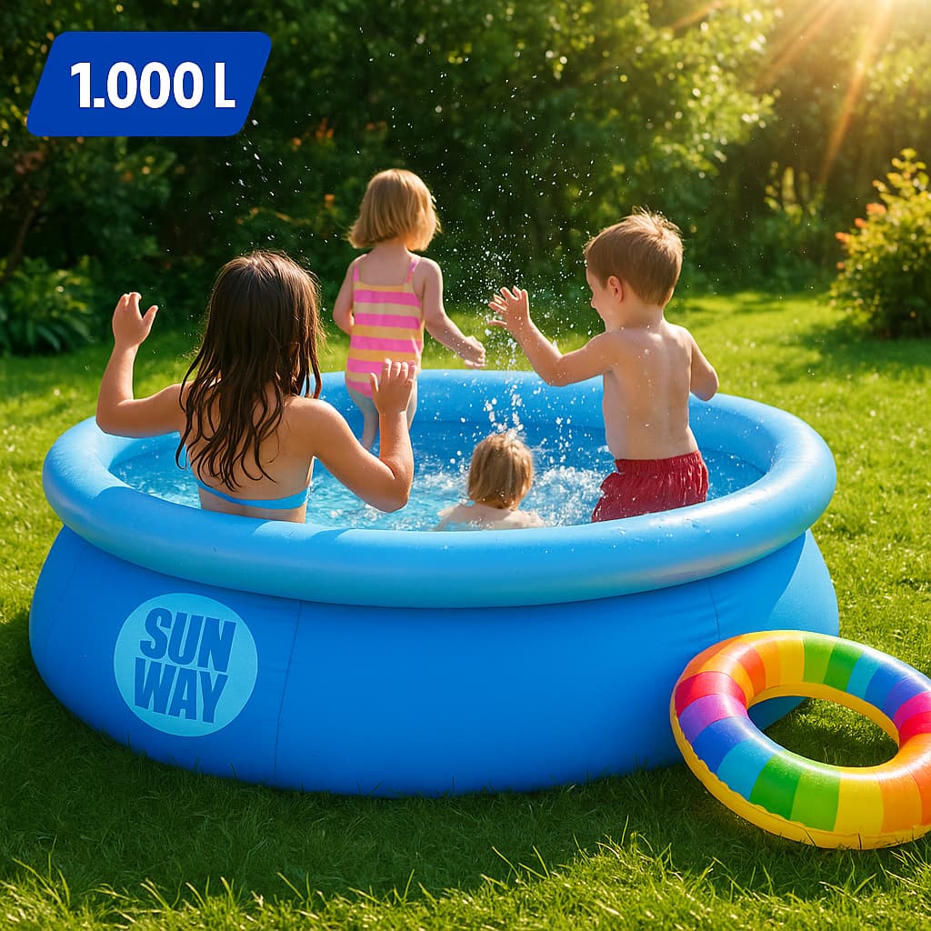 Piscina Inflável Redonda Capacidade 1000L Com Borda Inflável Adulto Infantil Divertido Confortavel