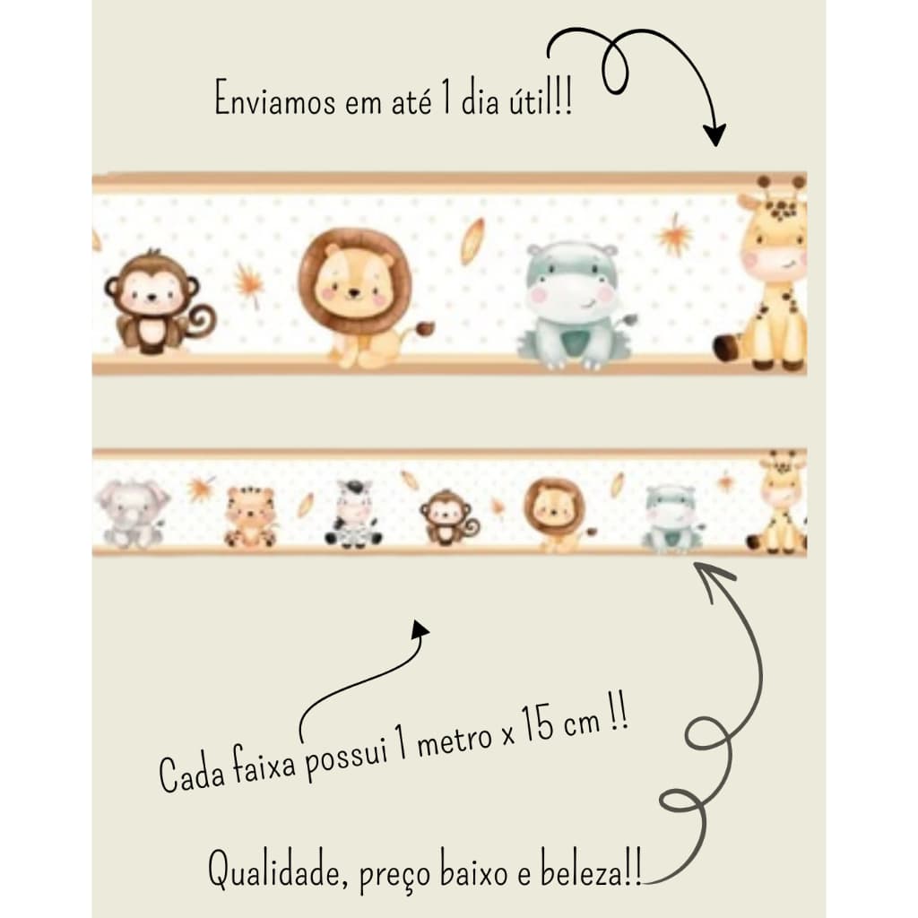 5 Metros Faixas decorativas  papel de parede borda marron safari - Disponível em diversas opções de bordas