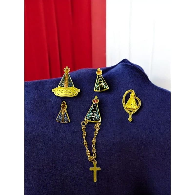 kit 12 Boton Broche Nossa Semhora Aparecida Lembrança