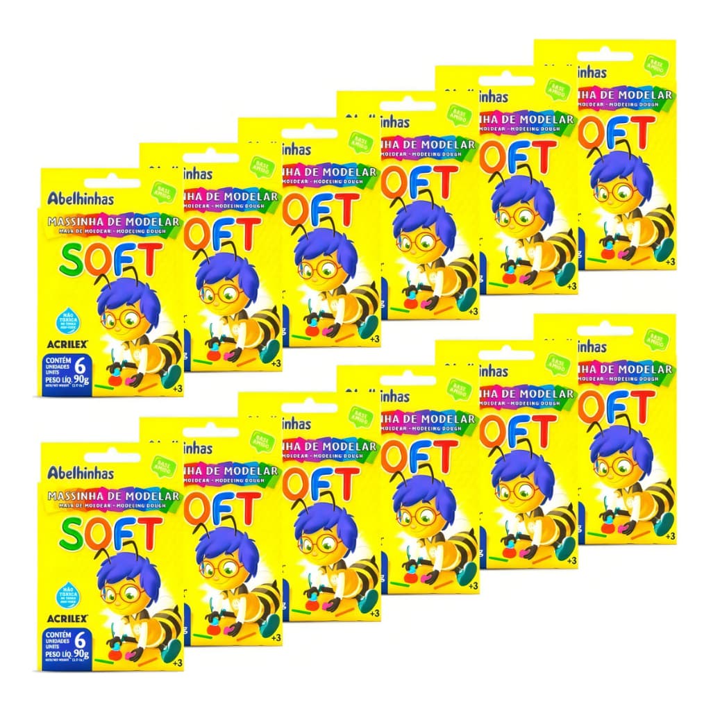 Kit 12 Massinha Soft 6 Cores Acrilex