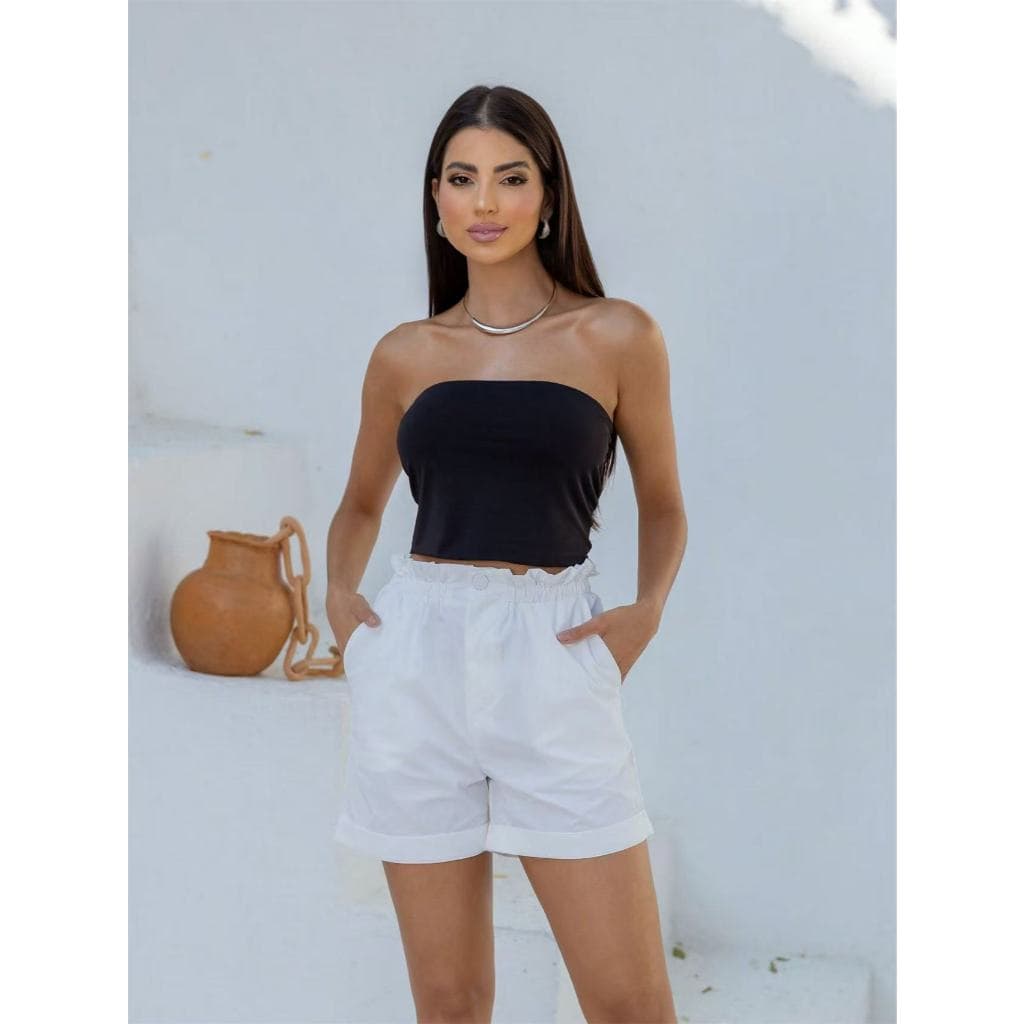 Short Feminino com Elástico no Cós em Tecido de Tactel