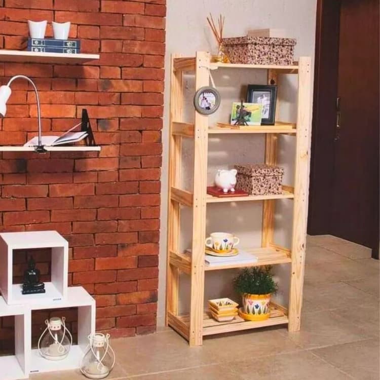 Estante de Madeira Pinus 5 Prateleiras – Decoração e Organização com Estilo!
