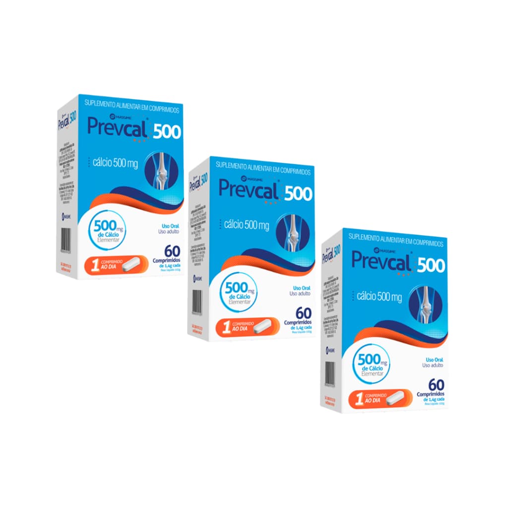 KIT 3x Prevcal 500mg - 60 comprimidos de Carbonato De Cálcio Elementar - Massime