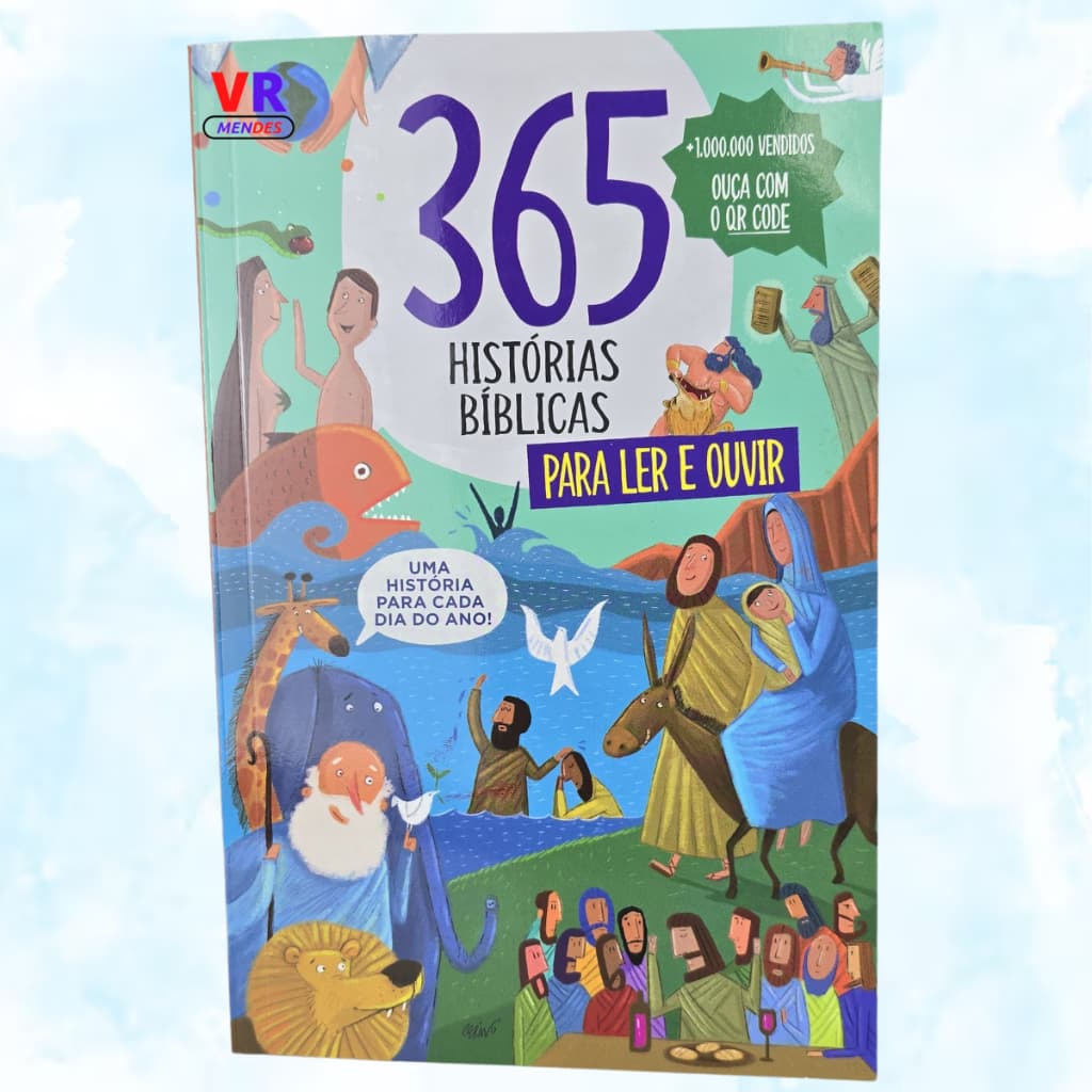 Livro 365 Histórias Bíblicas Infantil para Ler e Ouvir com o QR Code Educativo e Didático