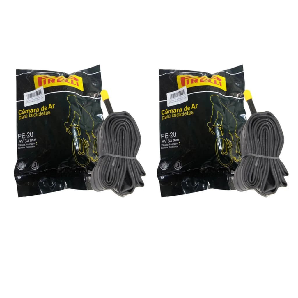 Kit 2 Câmara De Ar Bicicleta Aro 20 Pirelli Bico Grosso 33mm