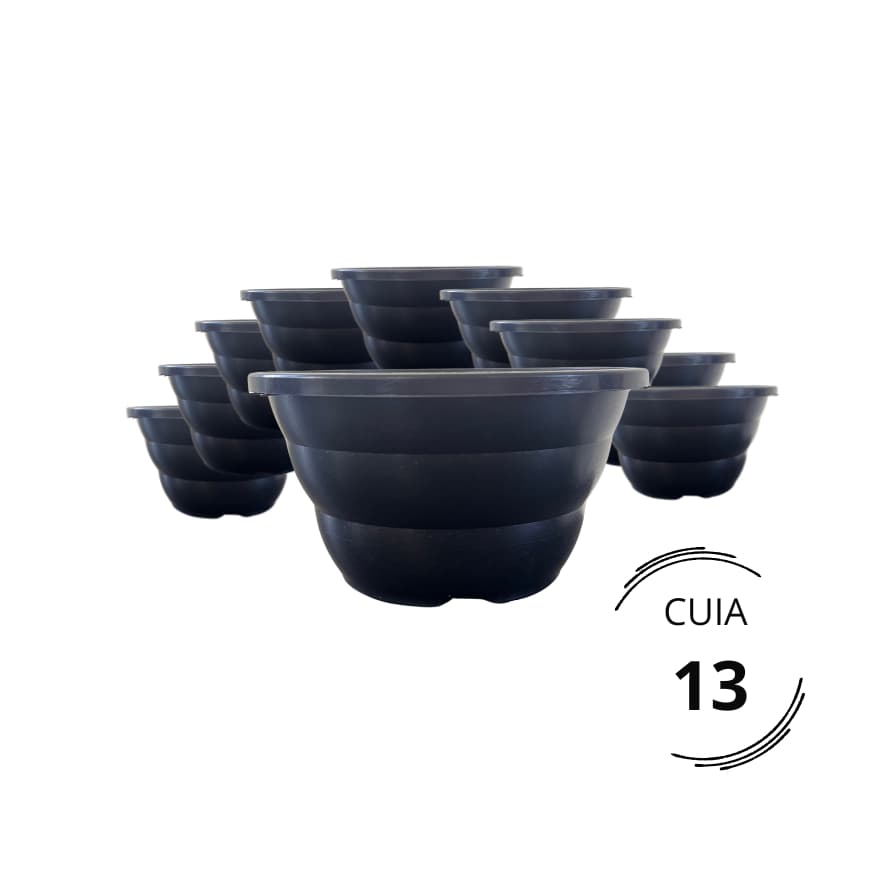 Kit 10 Vaso de planta Cuia 13 Preta Plantas Suculentas