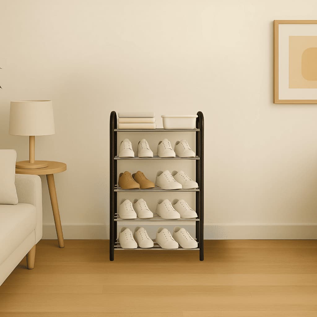 Rack Sapateira Vertical Prateleira Arara De Aço e Plástico Para Tênis Quarto Closet Hall Entrada