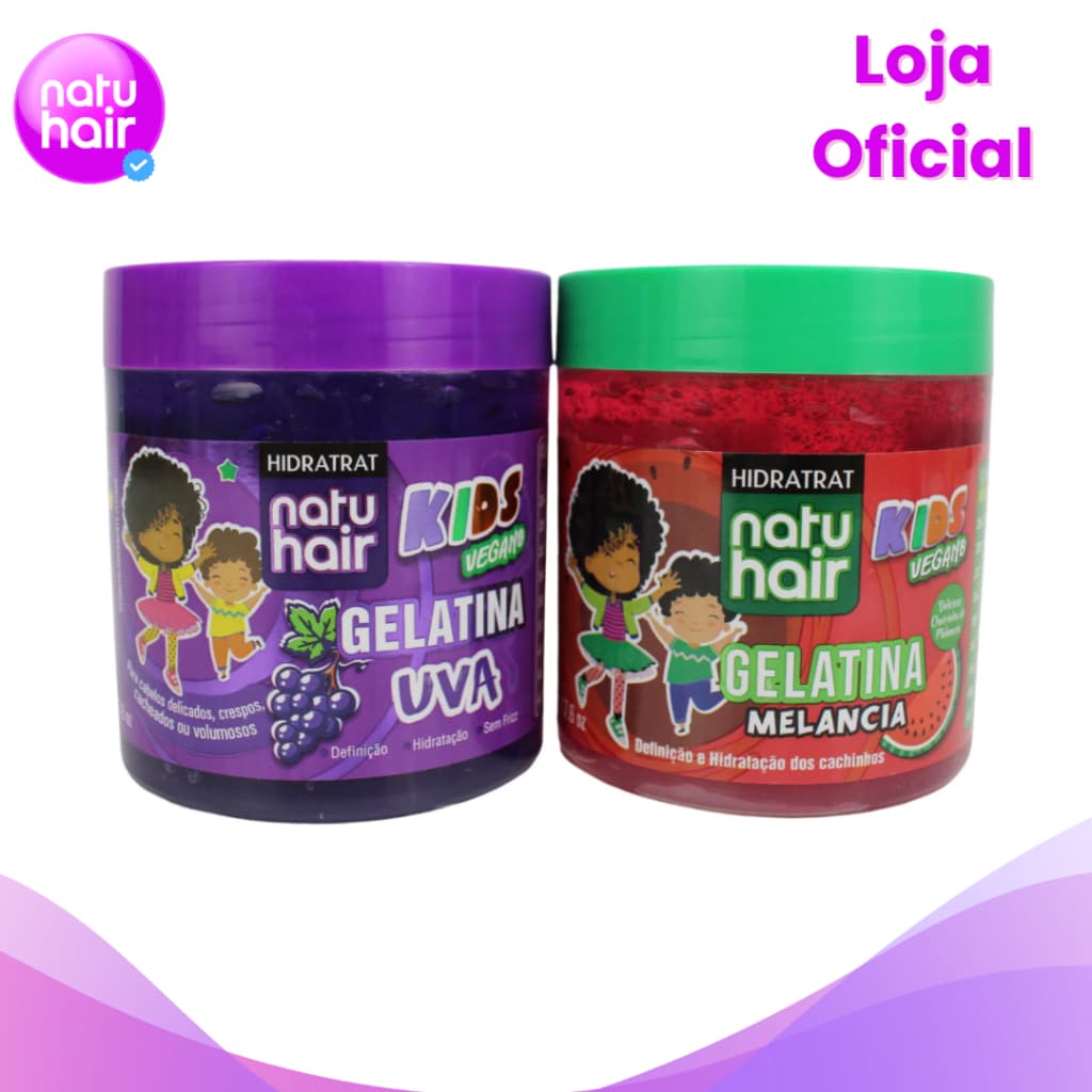 Kit Gelatina Kids Uva  + Gelatina Kids Melancia Vegano Natuhair 500g