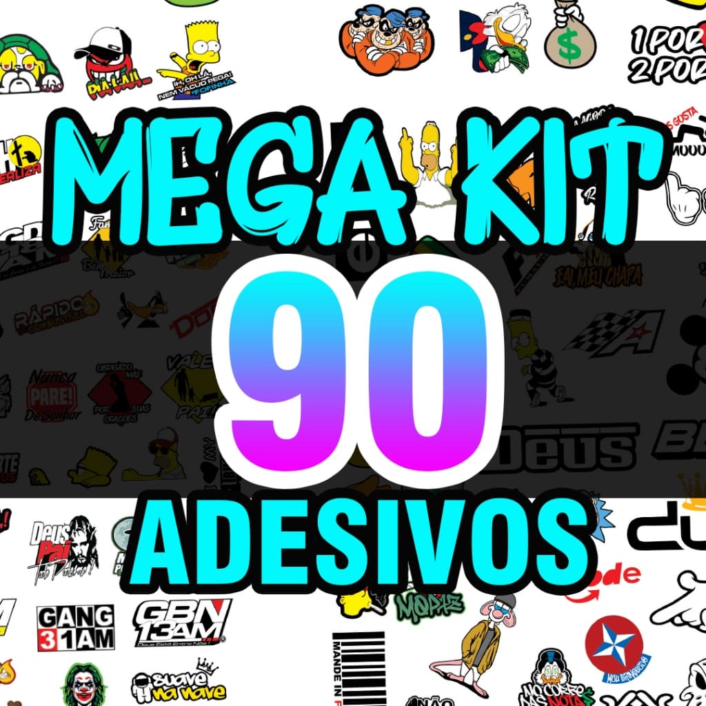Super Cartela Kit 90 Unidades Stickers Adesivos Moto Bike Carro Pc Computador Celular Notebook v2 IMP