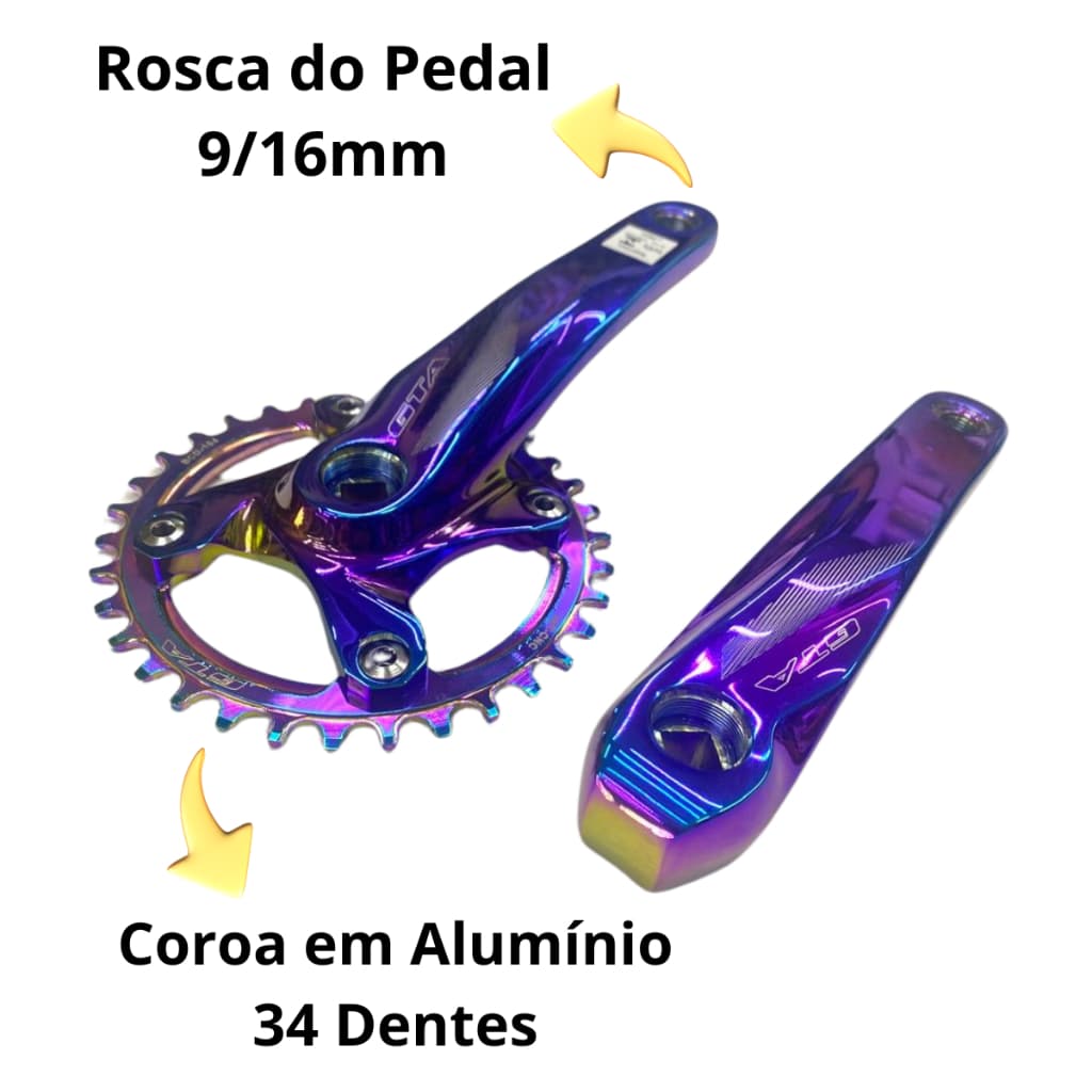 Pedivela Bike Single 34 Dentes Ponta Quadrada Camaleão