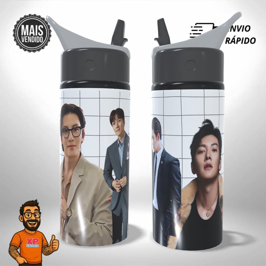 Garrafa Squeeze Personalizado – Ji Chang Wook Idol Kpop Dorama  - Alumínio Presente Único