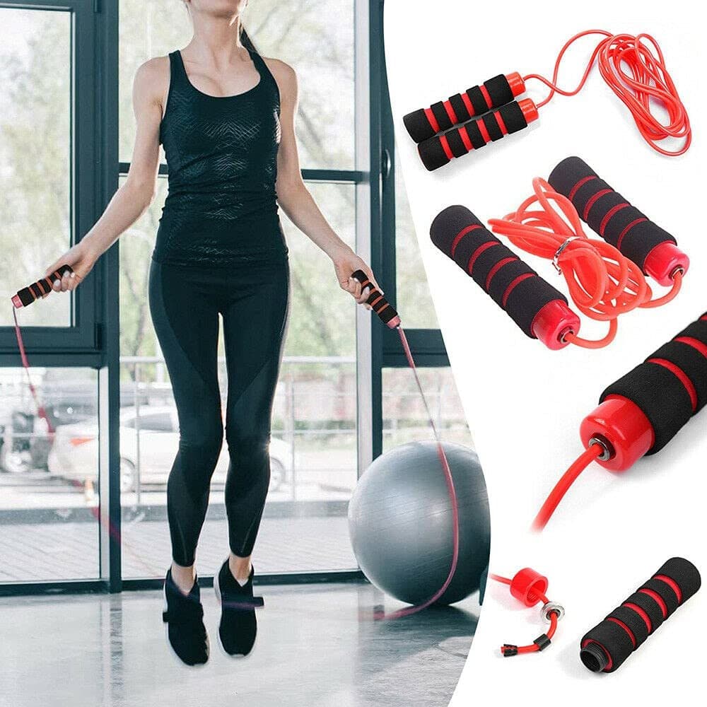 Corda de Pular Com Rolamento Para Exercício Funcional Cross Fit 2,87m Borracha Vermelha