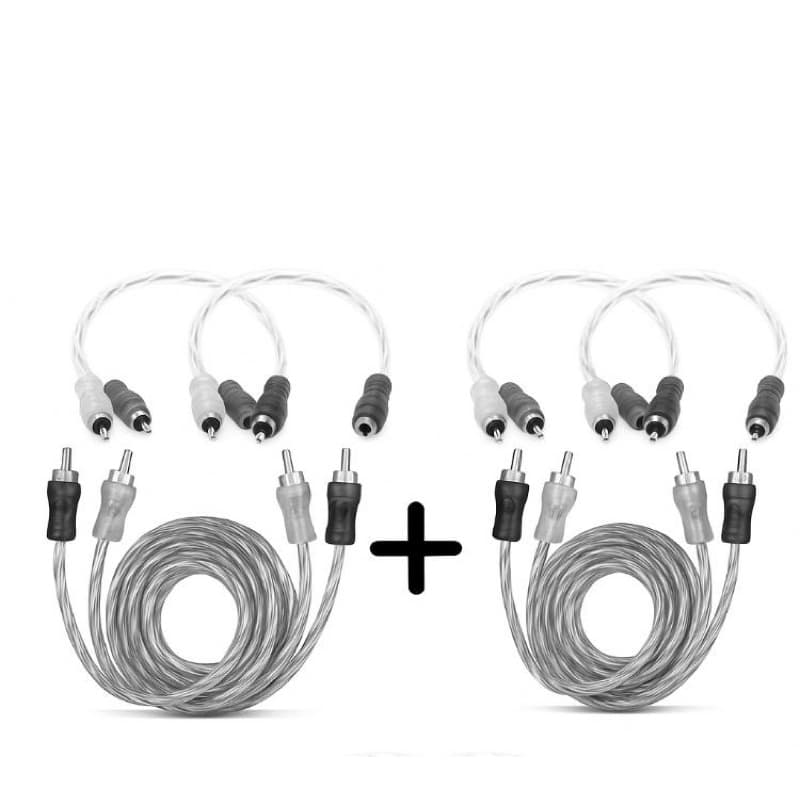 Kit 2 Cabo RCA 1 Metro + 4 Y Injetado Modulo Som Qualidade