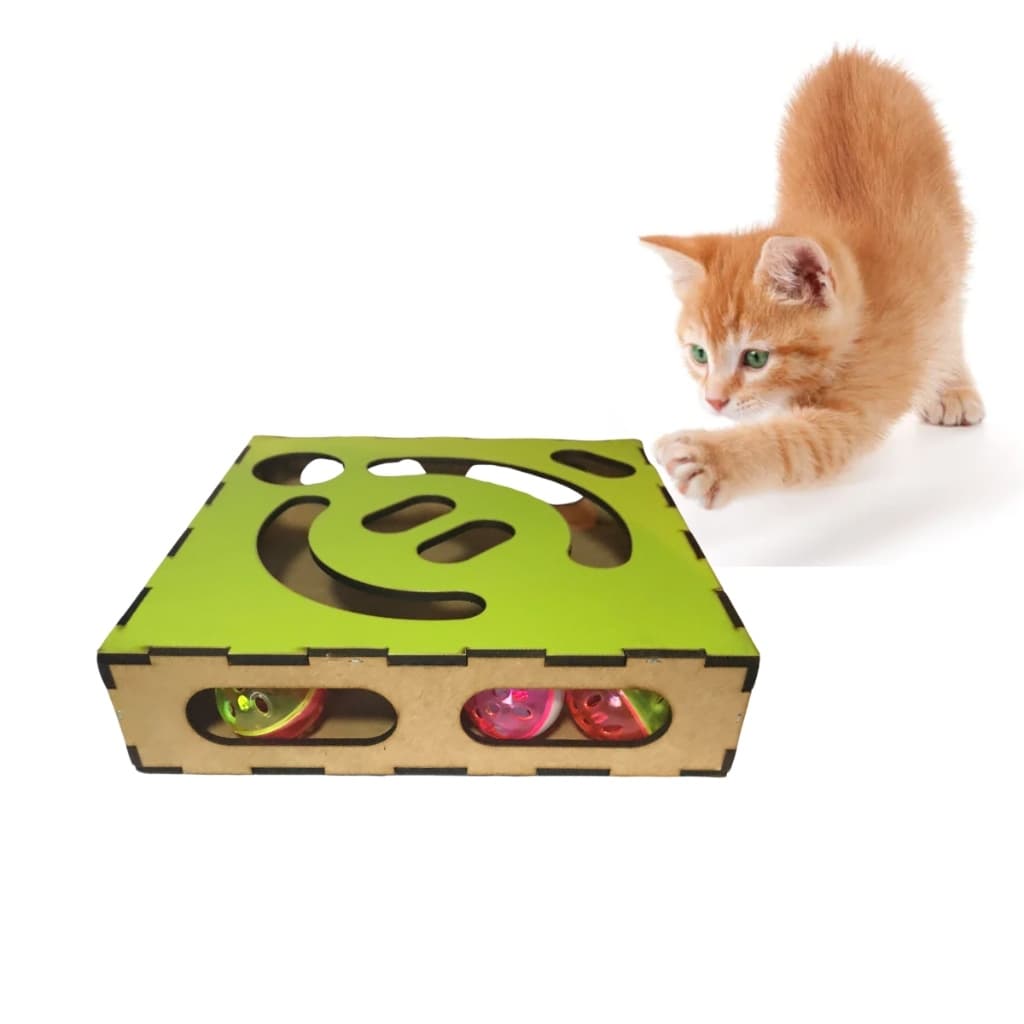 Brinquedo Gatos Mdf Interativo Gatorama Bolas Guizo