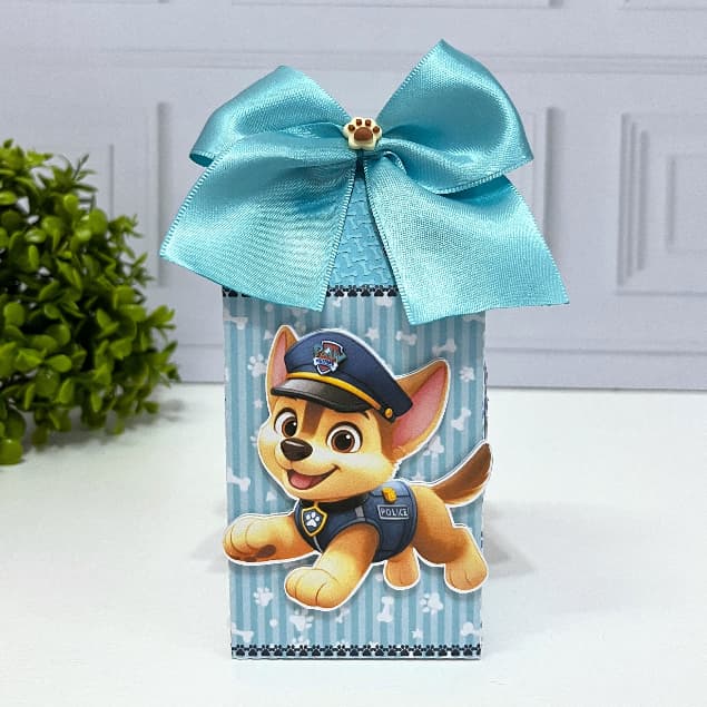 Caixa Milk Patrulha Canina Azul Aquarela - Lembrancinha Personalizada Festa de Aniversário Infantil