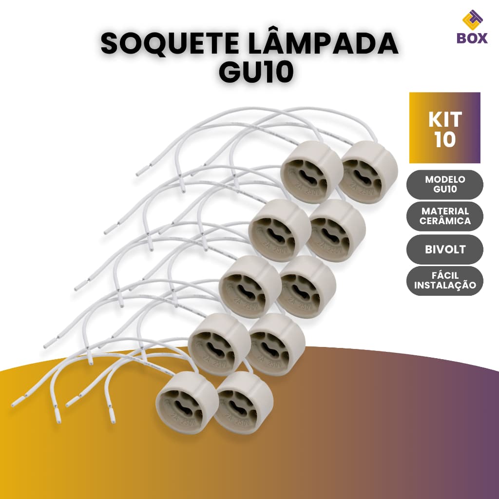 Kit 10 Soquete Gu10 Para Lâmpada Led Com Rabicho Tomadinha Bivolt