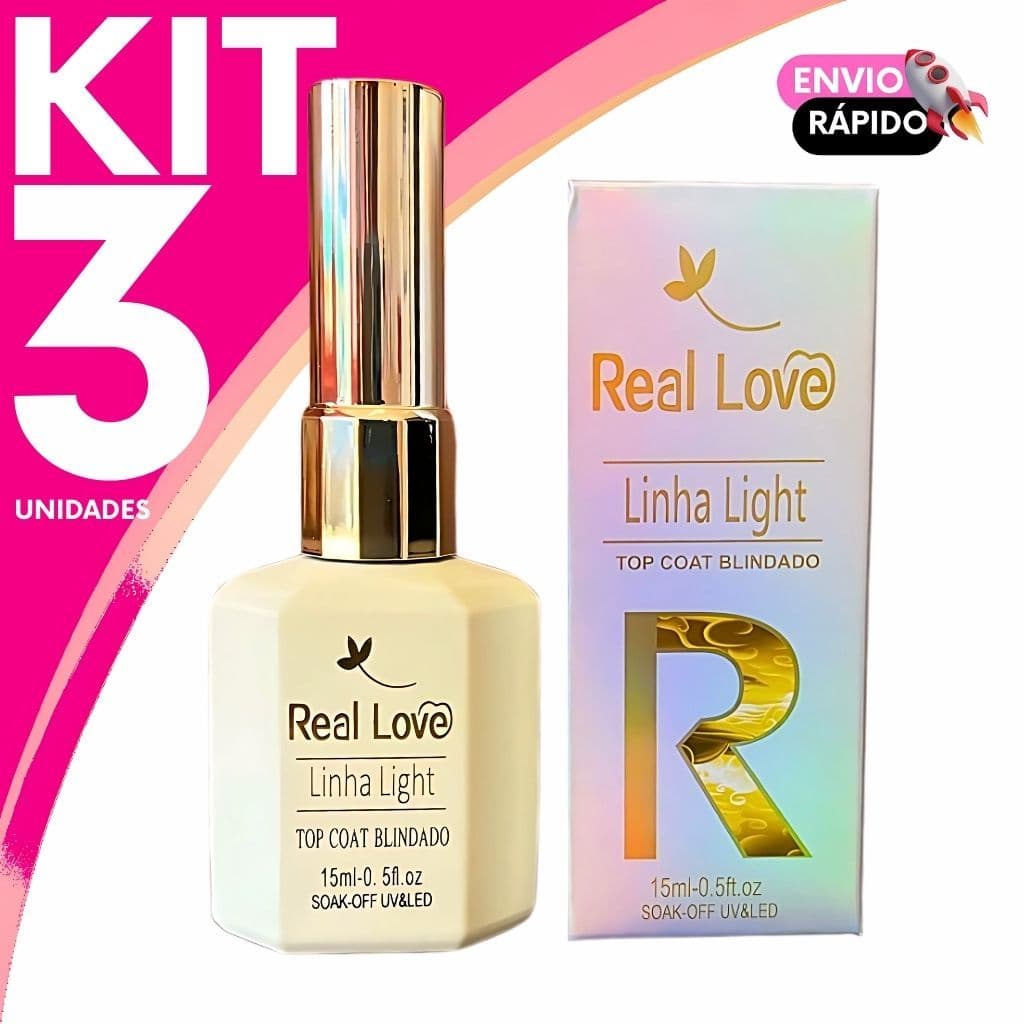 Top Coat Blindado Real Love  – Blindagem, Brilho e Proteção para Unhas de Gel e Esmaltação Tradicional