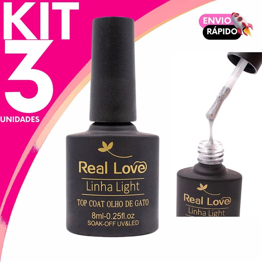 Top Coat Olho de Gato Real Love – Unhas Magnéticas com Efeito 3D Brilhante