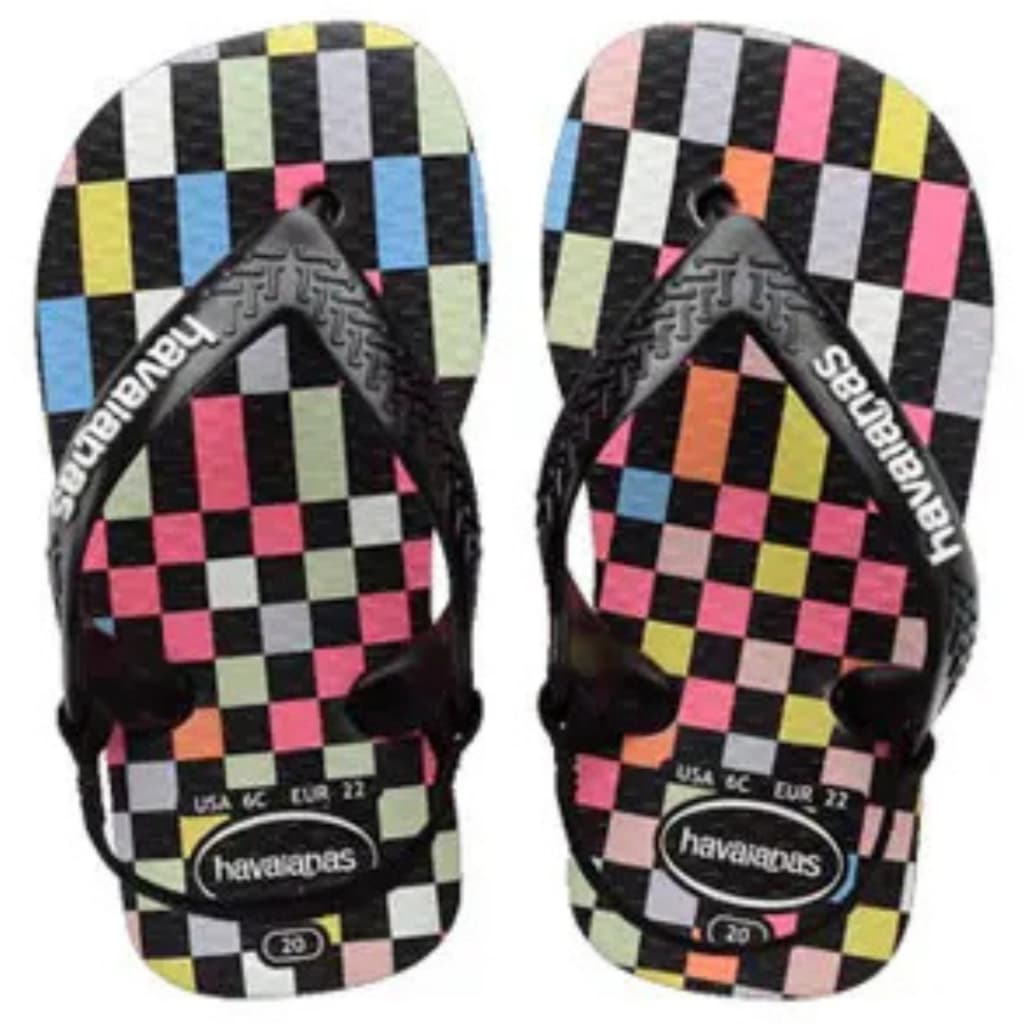 Havaianas Baby Chinelo Infantil com Elástico Checkmate Preto Rosa Baby Original Criança