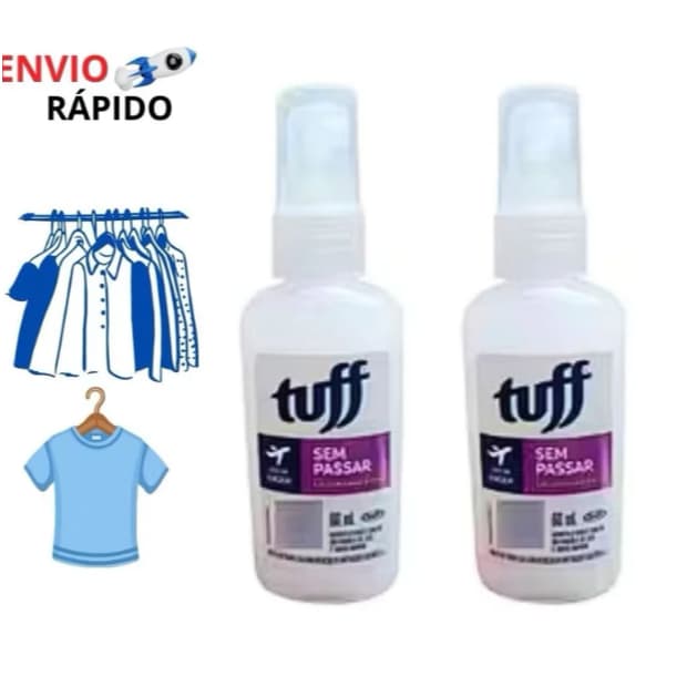 Kit 2 Unidades Tuff Spray Sem Passar Desamassa Fácil 60ml ideal para viagem Neutralizador De Odores