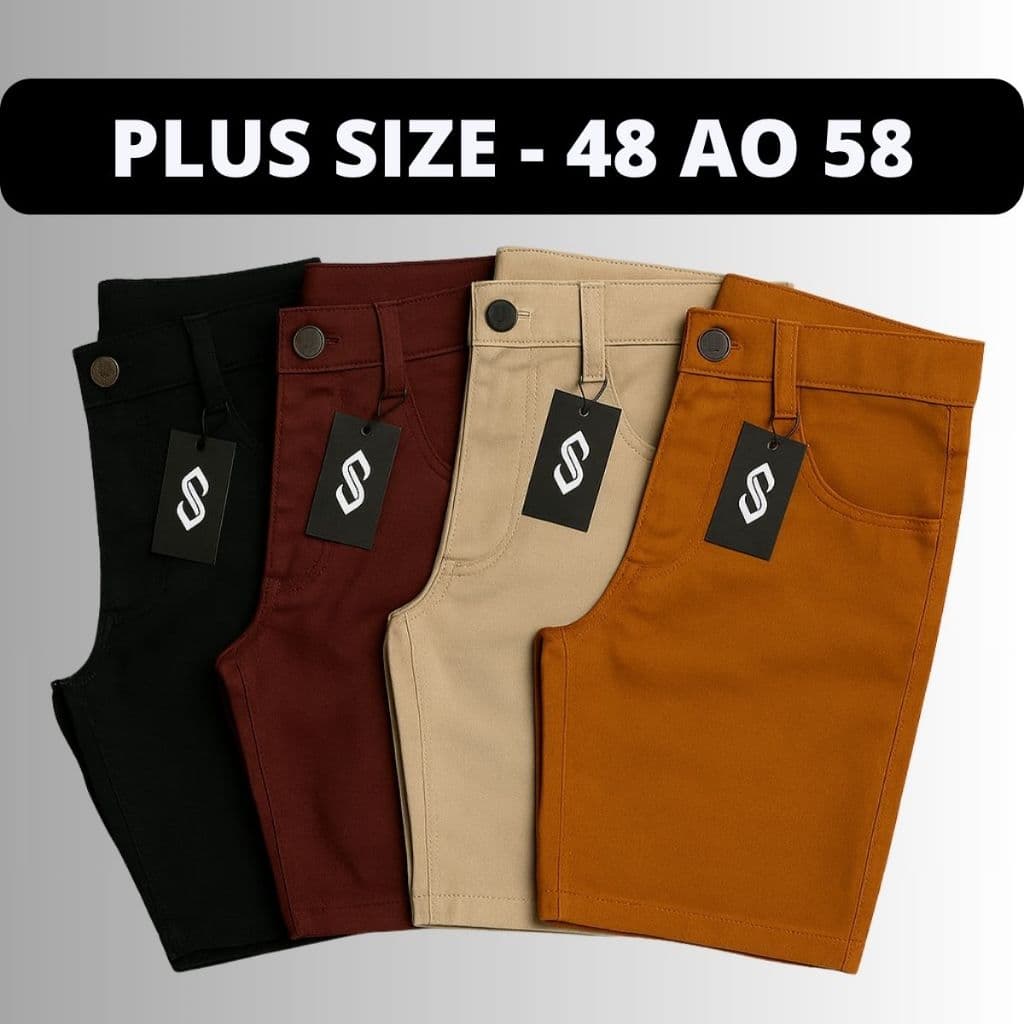 Kit 4 Bermudas Sarja Masculina Plus Size Brim 48 ao 58 Grande