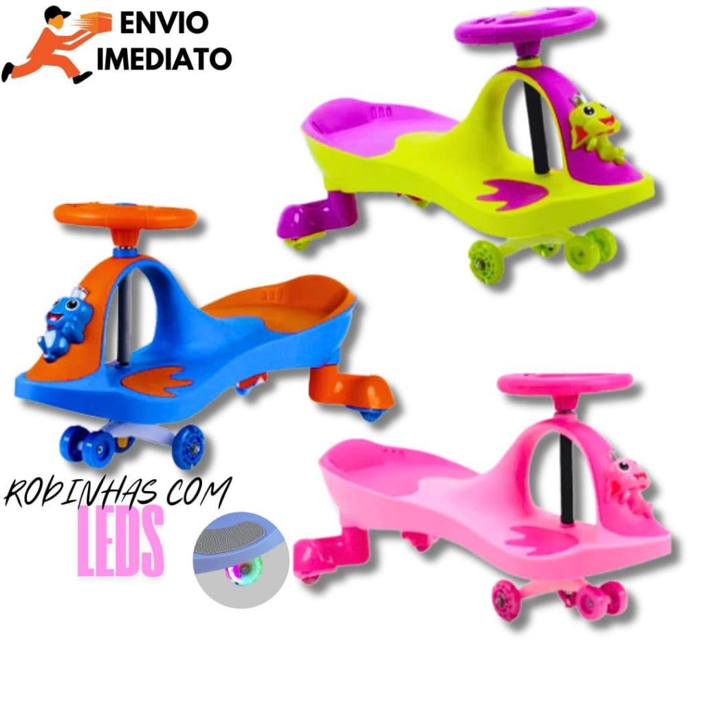 Carrinho Rolimã Super Car Passeio Infantil Com Led Suporta 100kg Que Gira 360° Menino Menina Andador