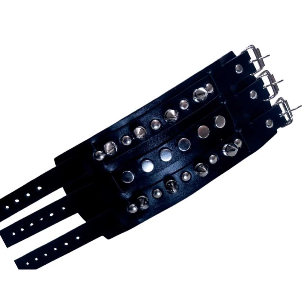 bracelete spike pulseira de couro com fivelas rock gotico E-girl munhequeira