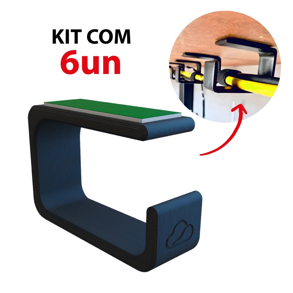 Kit Organizador de Cabos 6x4cm Fita Dupla Face – Gancho Suporte para Mesa, PC, Escritório