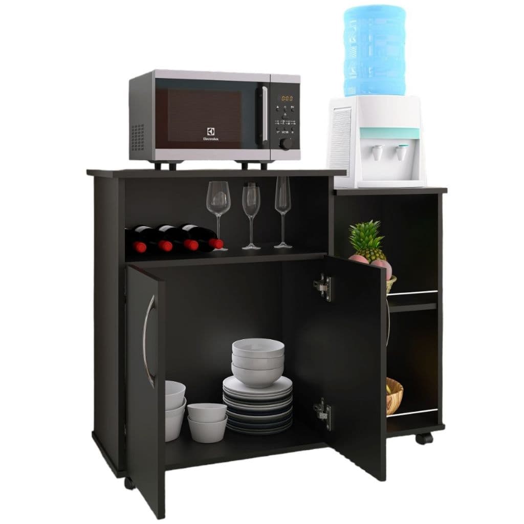 Armário Multiuso com Fruteira, 2 Portas e Rodízios- Ideal para Cozinha ou Lavanderia
