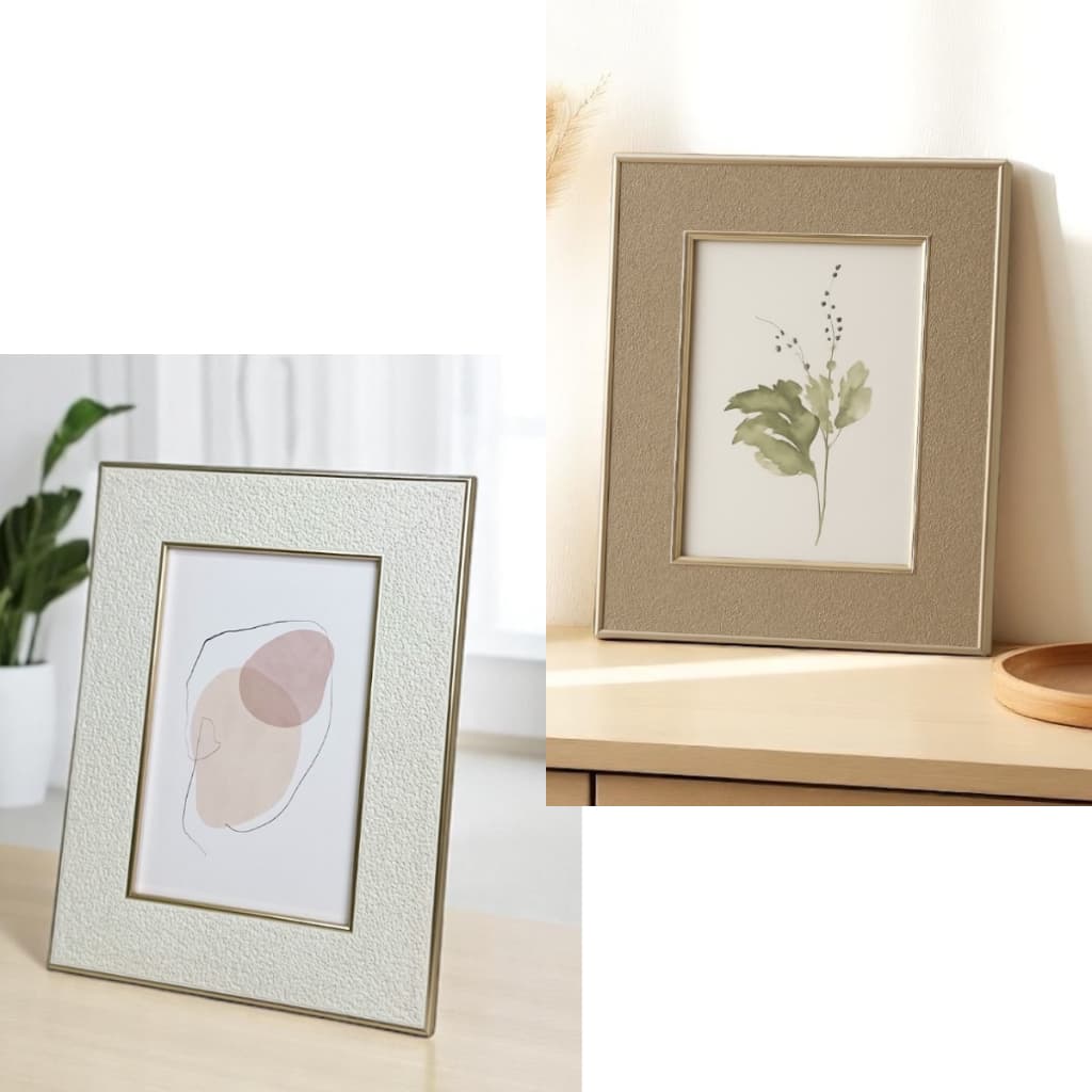 Porta Retrato 10x15 Golden Lines Texturizado Branco - Bege Ps E Vidro Mart 20648 Mart 20650