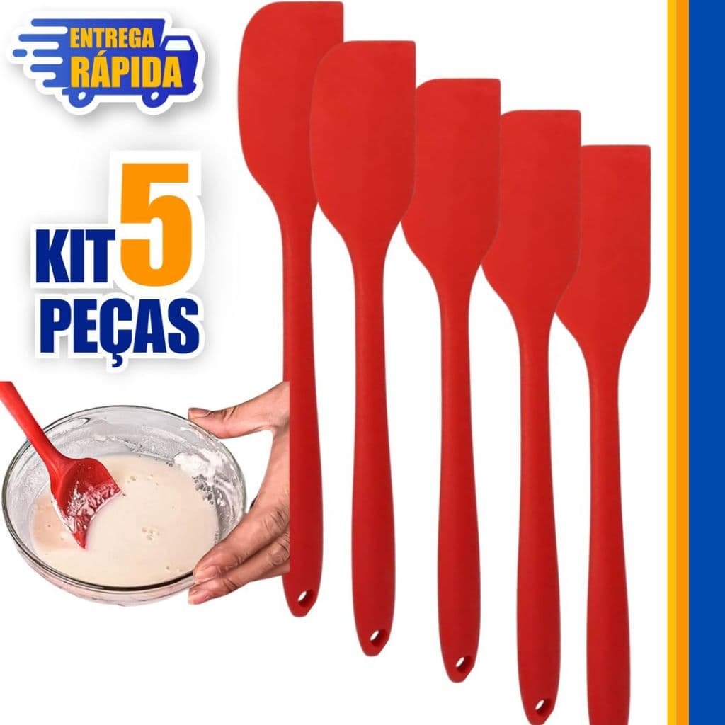 5 Kit de Espatula de Silicone Para Cozinhas, restaurantes, bares,  sortidos pão duro