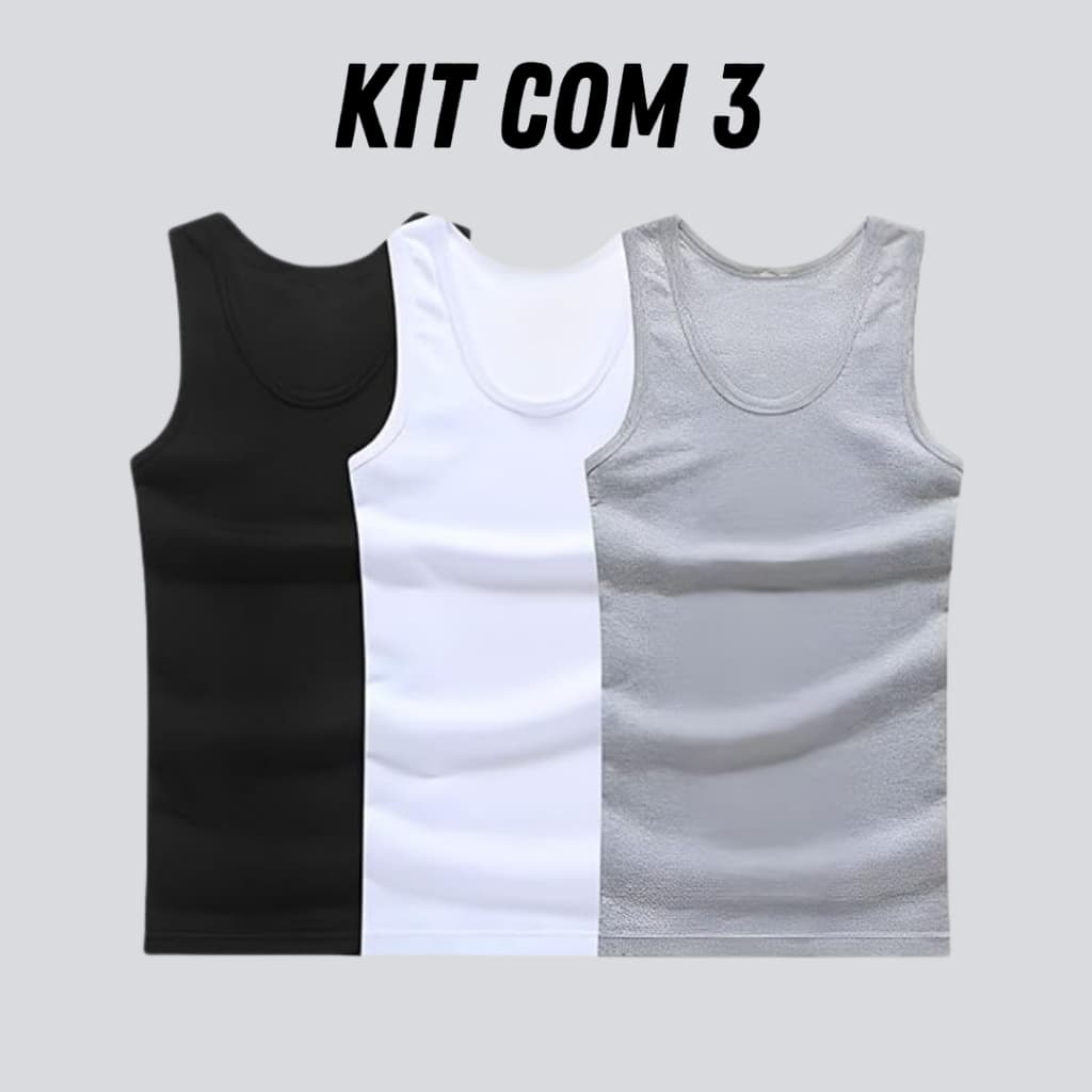 3 Regatas Camisa Masculina Estilo Americano Canelada Justa